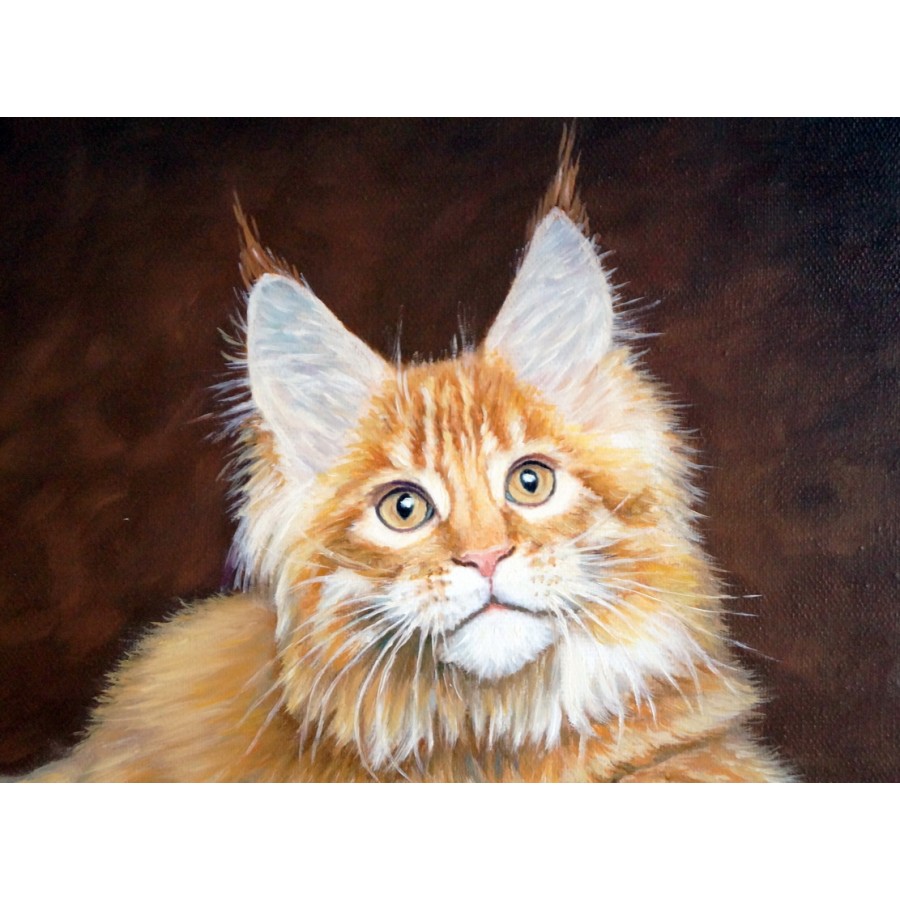 Картина маслом с фотографии. Рыжий кот.