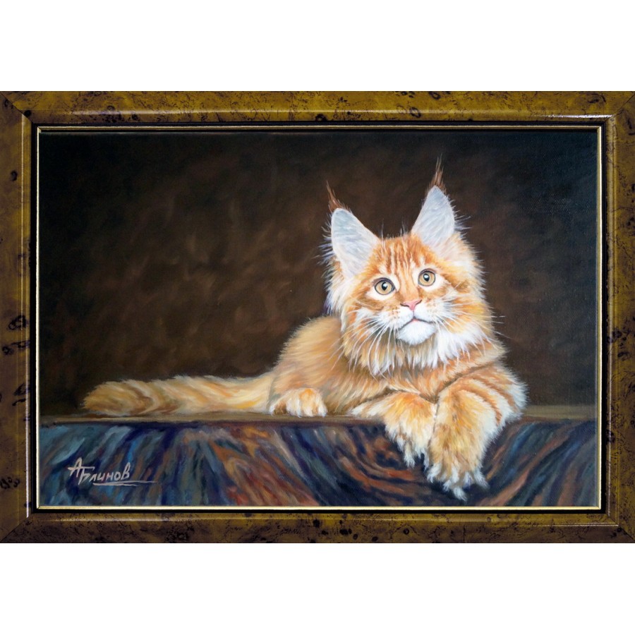 Картина маслом с фотографии. Рыжий кот.